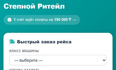 Демо-кабинет клиента: счёт ждёт оплаты и быстрый заказ рейса (данные вымышленные)